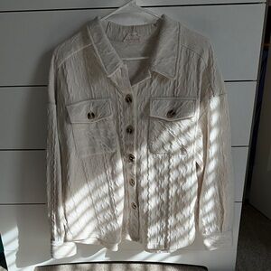 Cream Textured Button-Up Jacket